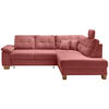 ECKSOFA in Cord Koralle  - Koralle/Naturfarben, Modern, Holz/Textil (274/206cm) - Livetastic