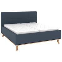 POLSTERBETT Matratze, Lattenrost, Bettkasten 160/200 cm  in Dunkelblau  - Eichefarben/Weiß, Design, Holz/Textil (160/200cm) - Musterring