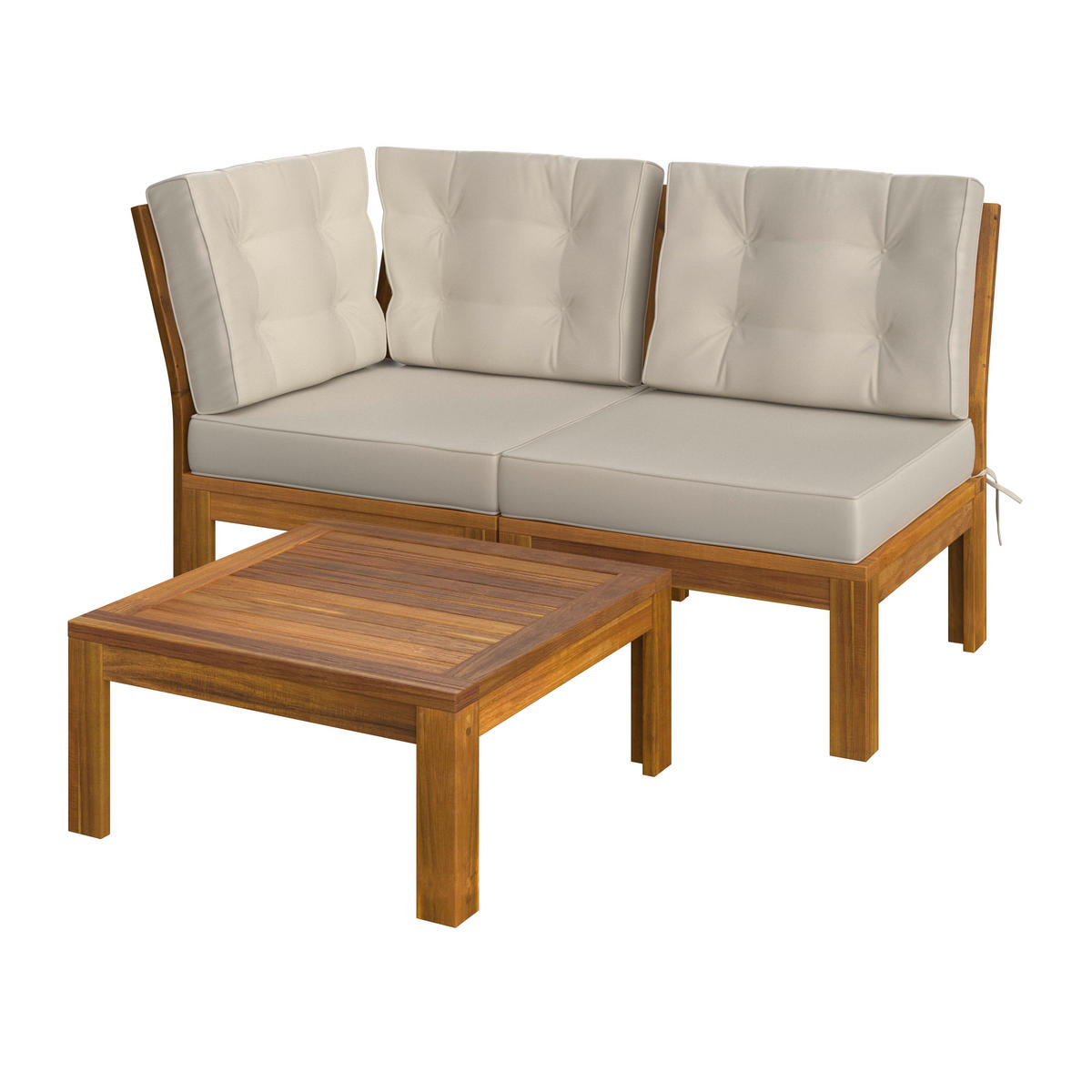 LOUNGEGARNITUR Akazie vollmassiv  - Beige/Akaziefarben, MODERN, Holz/Textil - Ambia Garden