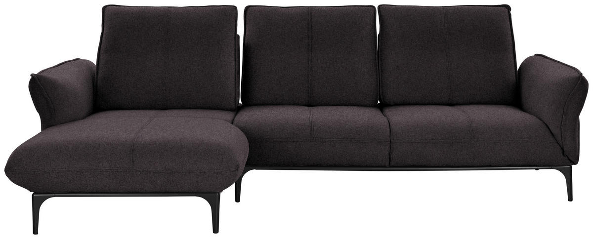 ECKSOFA in Webstoff Braun  - Schwarz/Braun, Natur, Textil (182/277cm) - Valnatura