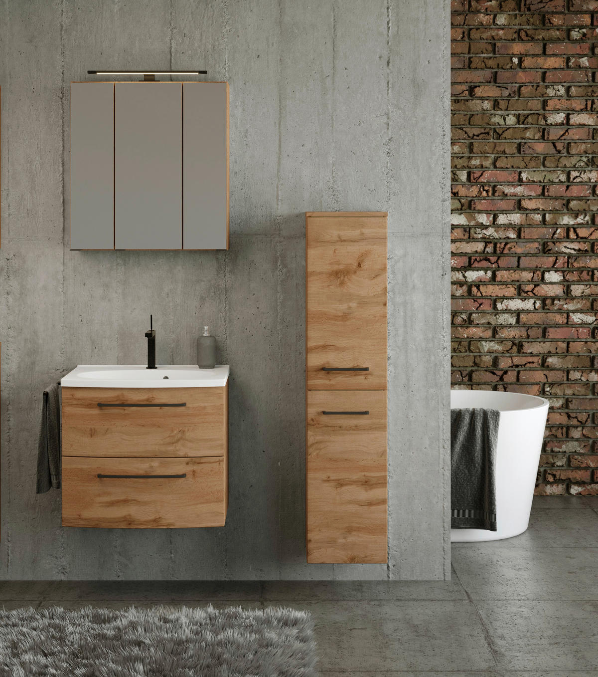 KÚPEĽŇA farba duba  - biela/farba duba, Modern, kompozitné drevo/keramika (90cm) - Held