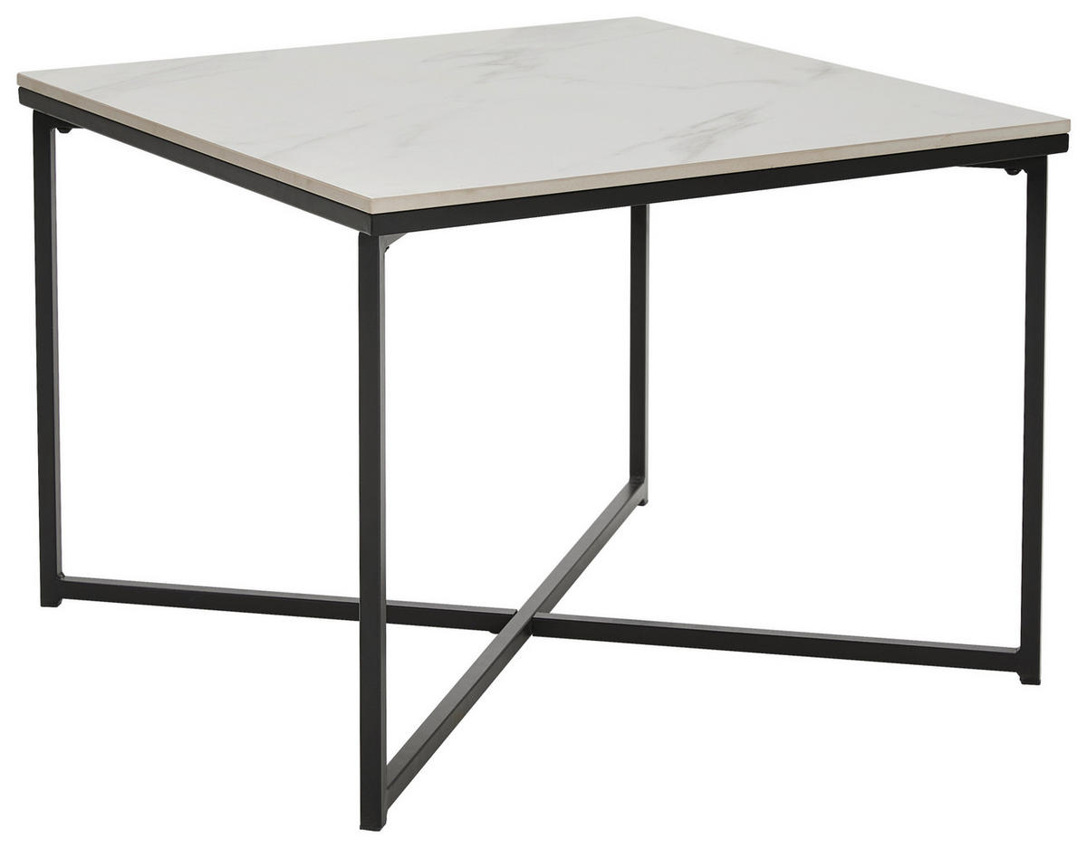 COUCHTISCH 60/43/60 cm quadratisch Schwarz, Weiß  - Schwarz/Weiß, Design, Keramik/Metall (60/43/60cm) - Livetastic