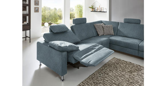 ECKSOFA in Mikrofaser Blau 275/242 cm - Blau/Alufarben, Design, Textil/Metall (275/242cm) - Dieter Knoll