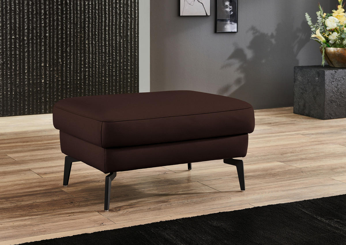 3-SITZER-SOFA in Echtleder Braun  - Schwarz/Braun, Design, Leder/Metall (224/88/100cm) - Valdera