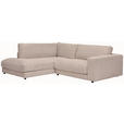 ECKSOFA in Cord Taupe  - Taupe/Schwarz, Design, Kunststoff/Textil (224/265cm) - Hom`in