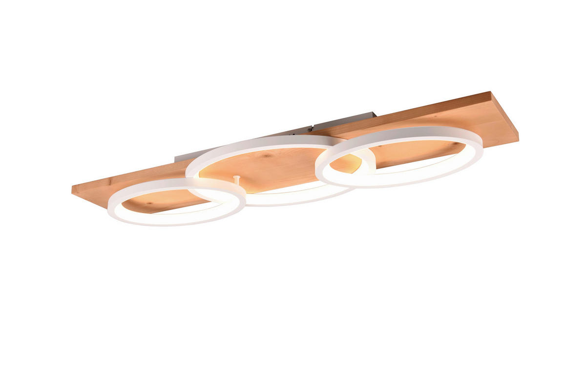LED-DECKENLEUCHTE    97/33/10 cm  - Weiss/Braun, Basics, Holz/Metall (97/33/10cm) - Trio Leuchten