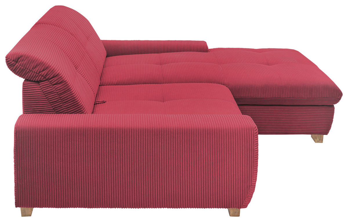 ECKSOFA Beere Cord  - Eichefarben/Beere, Design, Holz/Textil (276/198cm) - SetOne by Musterring
