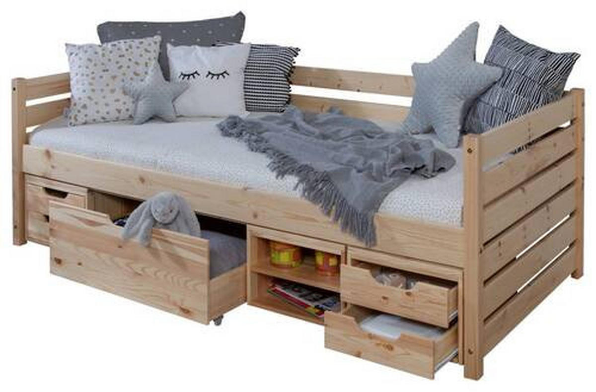 STAURAUMBETT 90/200 cm  in Naturfarben   - Naturfarben, Modern, Holz (90/200cm) - MID.YOU