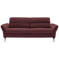 2-SITZER-SOFA Flachgewebe Weinrot  - Weinrot/Nickelfarben, Design, Textil/Metall (186/87/100cm) - Schöner Wohnen