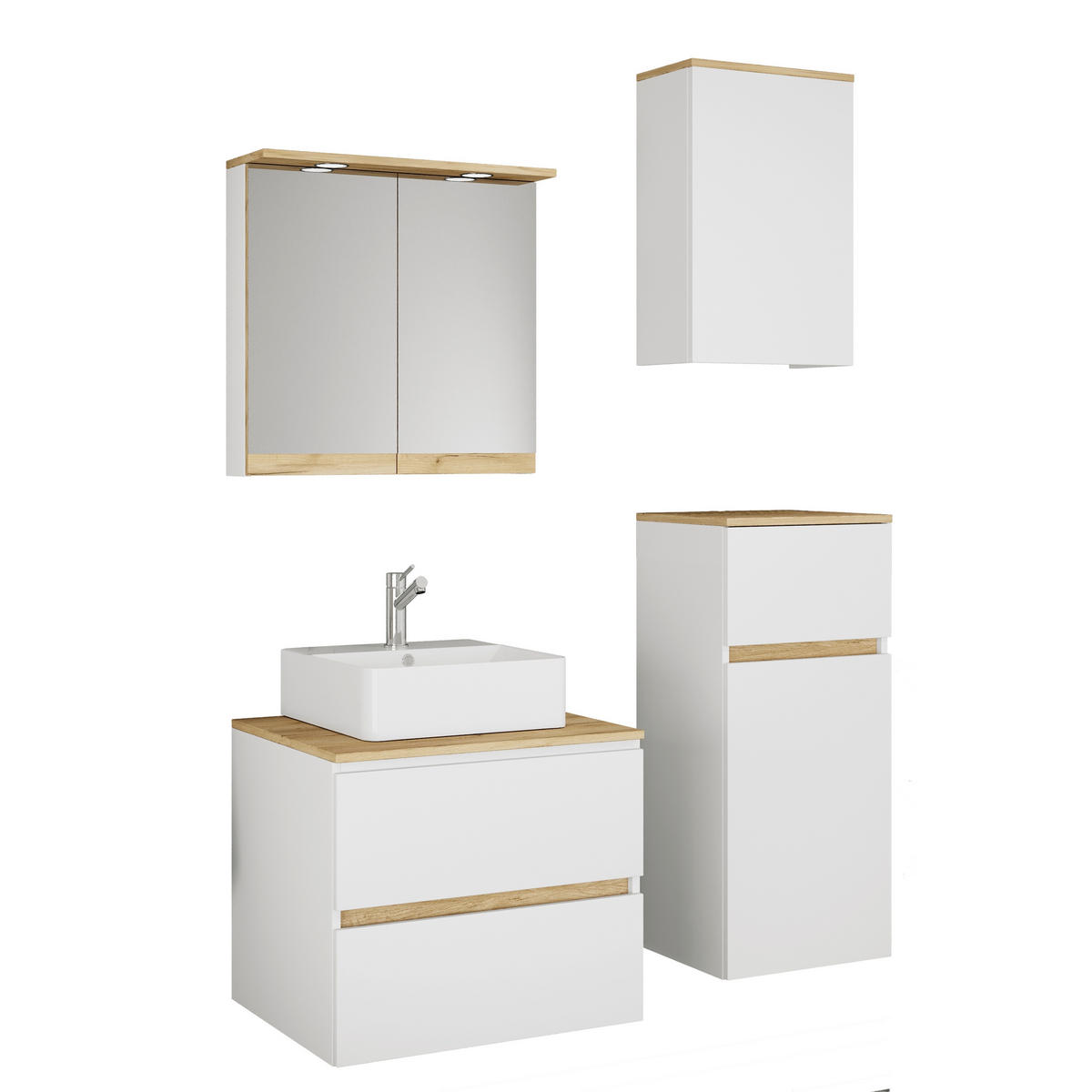 BADEZIMMER 5-teilig  in 100 cm  - Honigeiche/Weiß, Trend, Keramik/Holzwerkstoff (100cm) - MID.YOU