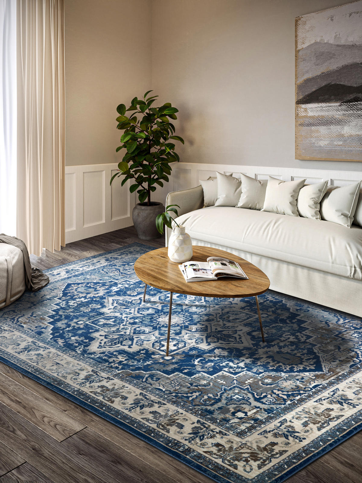 FLACHWEBETEPPICH 160/235 cm Kollektion 1869 Blau, Creme  - Blau/Creme, Design, Kunststoff/Textil (160/235cm) - Villeroy & Boch