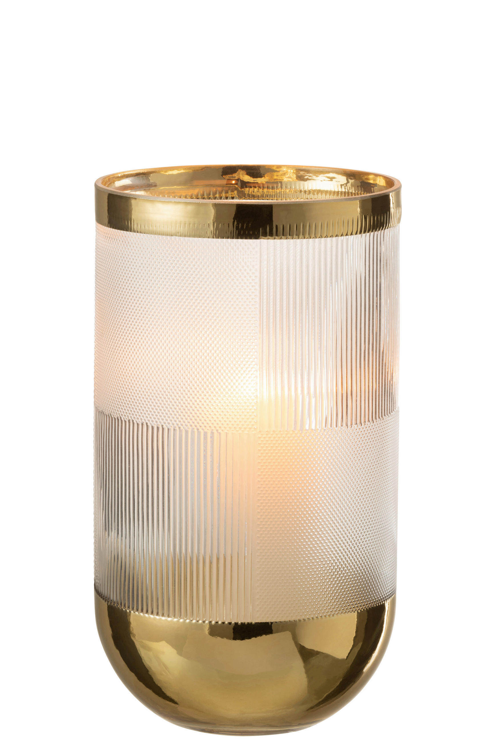 DEKOVASE  - Transparent/Goldfarben, Basics, Glas (15/15/26cm)