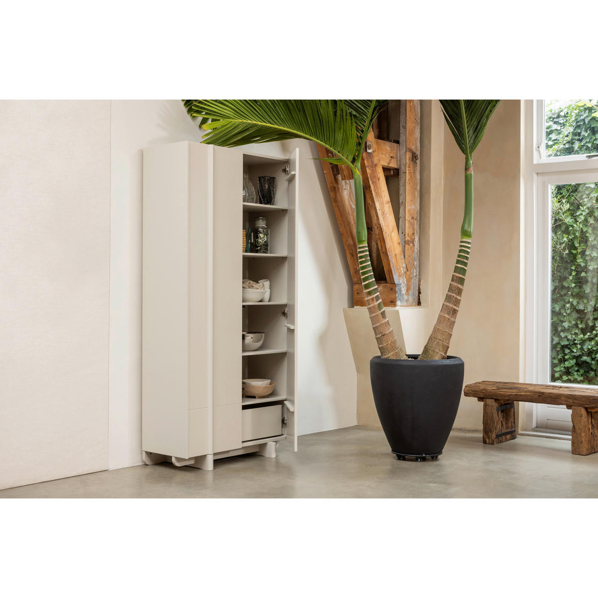 GARDEROBENSCHRANK Basu  in 101/210/46 cm  - Grauweiß, Design, Holz (101/210/46cm) - Livetastic