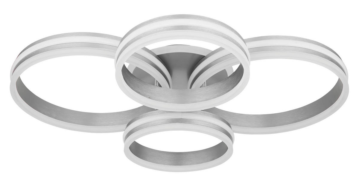 STROPNÉ LED SVIETIDLO, 85/68/14 cm - sivá/opálová, Design, kov/plast (85/68/14cm)