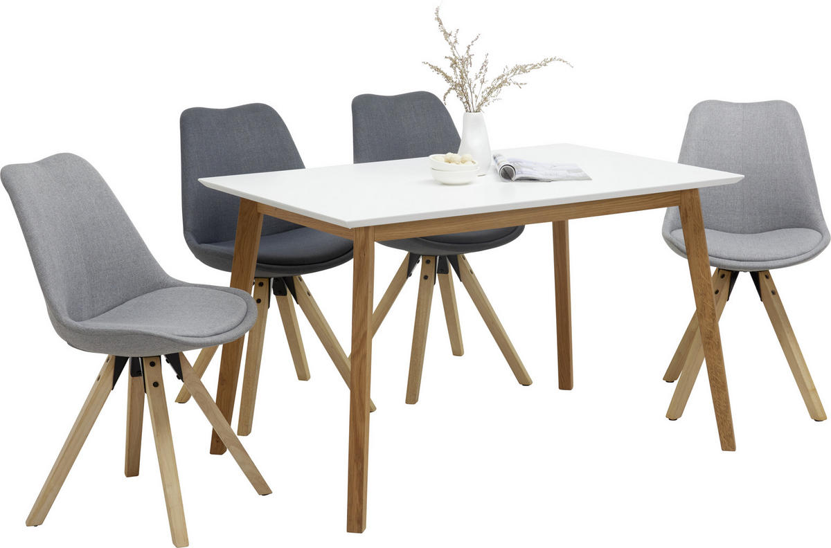 ESSTISCH 120/80/75 cm Eiche massiv Holz Weiß, Eichefarben rechteckig  - Eichefarben/Weiß, Design, Holz (120/80/75cm) - Livetastic
