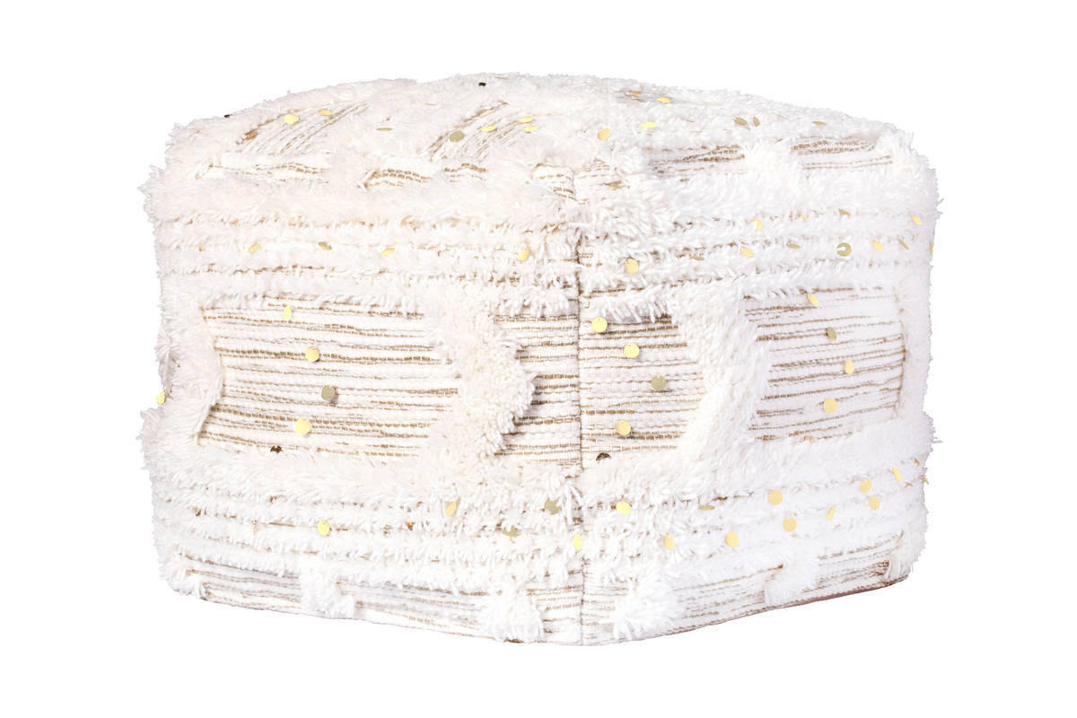 POUF Makramee 50/45/50 cm  - Creme/Olivgrün, Trend, Kunststoff/Textil (50/45/50cm) - Kayoom