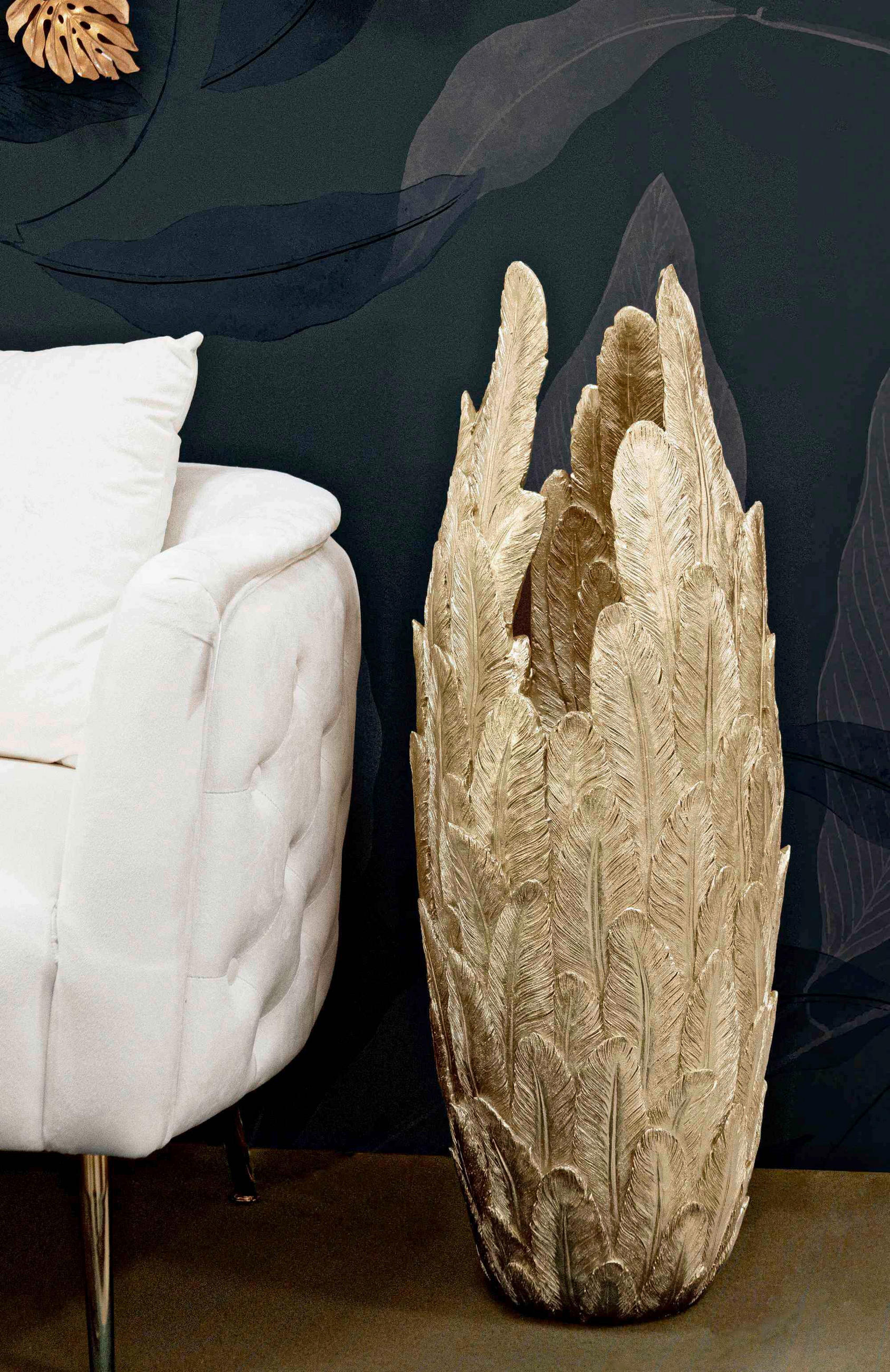 Vase Feathers  - Goldfarben, Basics, Kunststoff (34.5/91/34cm)