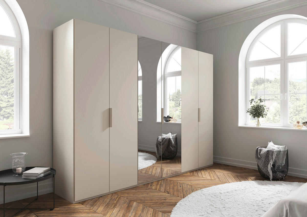 DREHTÜRENSCHRANK 301/235/61 cm,  in Champagner, 6-türig  - Champagner, Basics, Glas/Holzwerkstoff (301/235/61cm) - Novel