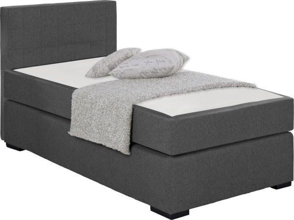 BOXSPRINGBETT 100/200 cm,  in Anthrazit, Matratze, Wendematratze mit unterschiedlichen Härtegraden, H2 + H3 = mittel + fest  - Anthrazit/Schwarz, KONVENTIONELL, Kunststoff/Textil (100/200cm) - Livetastic