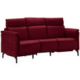 TRAPEZSOFA in Mikrofaser Rot  - Rot/Schwarz, KONVENTIONELL, Textil/Metall (221/103/95cm) - Dieter Knoll