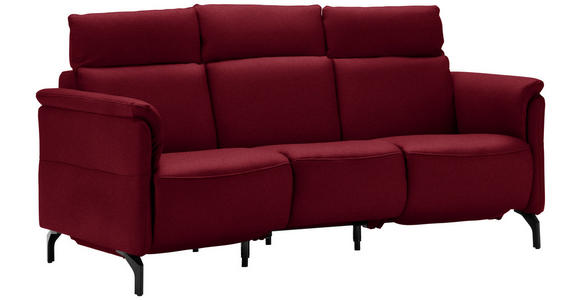 TRAPEZSOFA in Mikrofaser Rot  - Rot/Schwarz, KONVENTIONELL, Textil/Metall (221/103/95cm) - Dieter Knoll