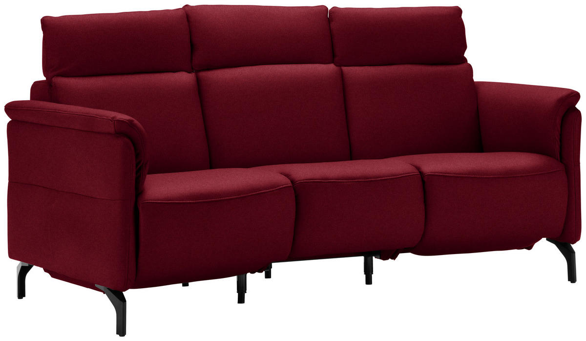 TRAPEZSOFA in Mikrofaser Rot  - Rot/Schwarz, Konventionell, Textil/Metall (221/103/95cm) - Dieter Knoll