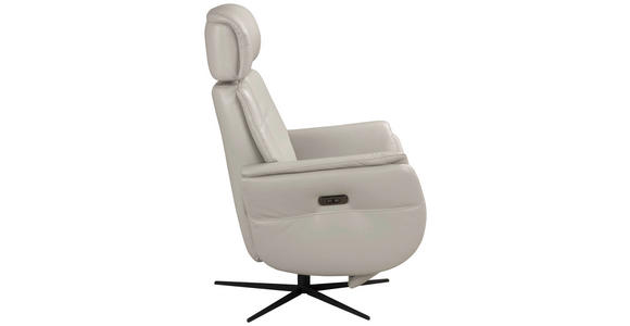 RELAXSESSEL Argo Echtleder Relaxfunktion, Kopfteilverstellung, Rücken echt    - Hellgrau, Design, Leder (71/110/80cm) - Novel