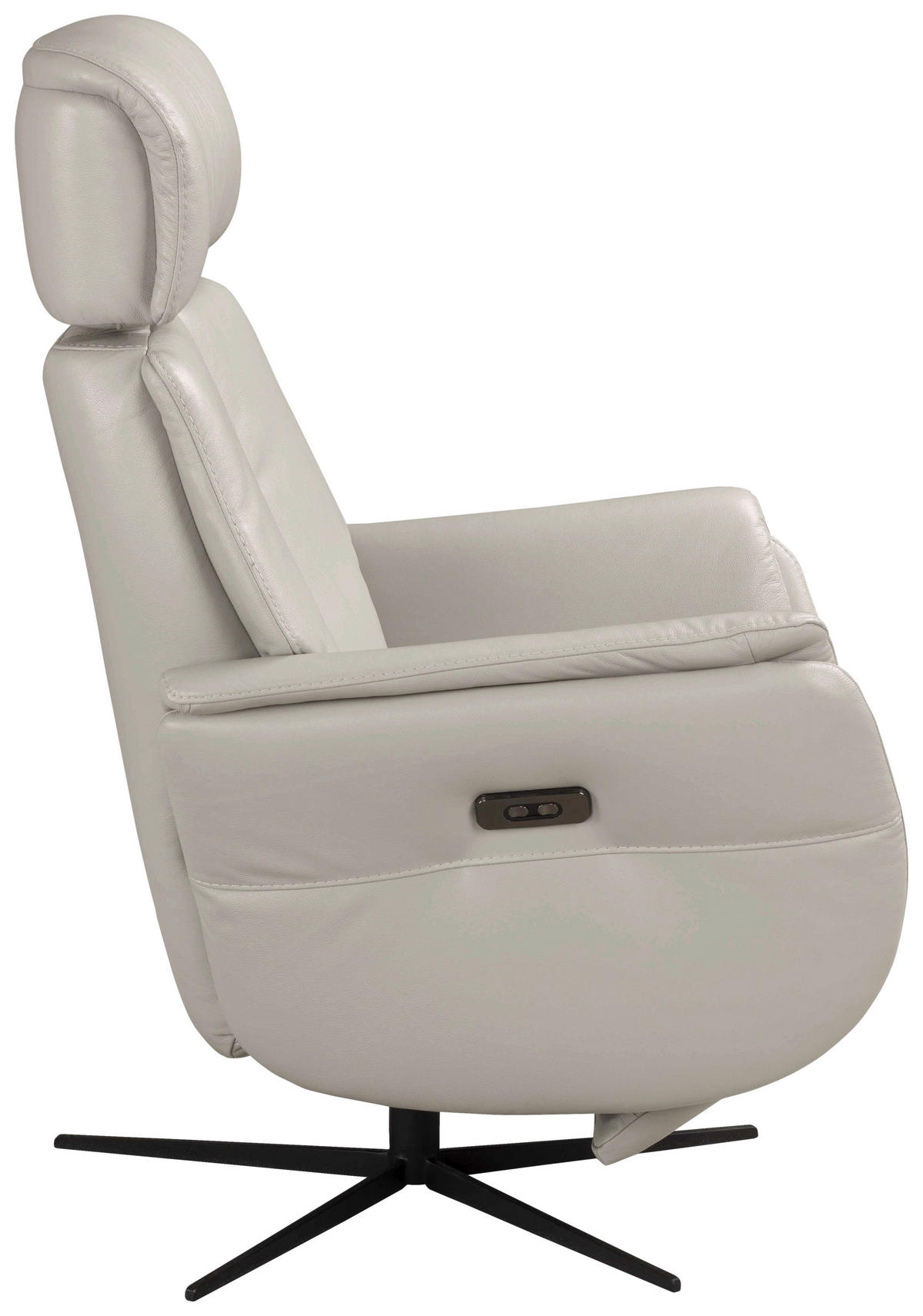 RELAXSESSEL Argo Echtleder Relaxfunktion, Kopfteilverstellung, Rücken echt    - Hellgrau, Design, Leder (71/110/80cm) - Novel