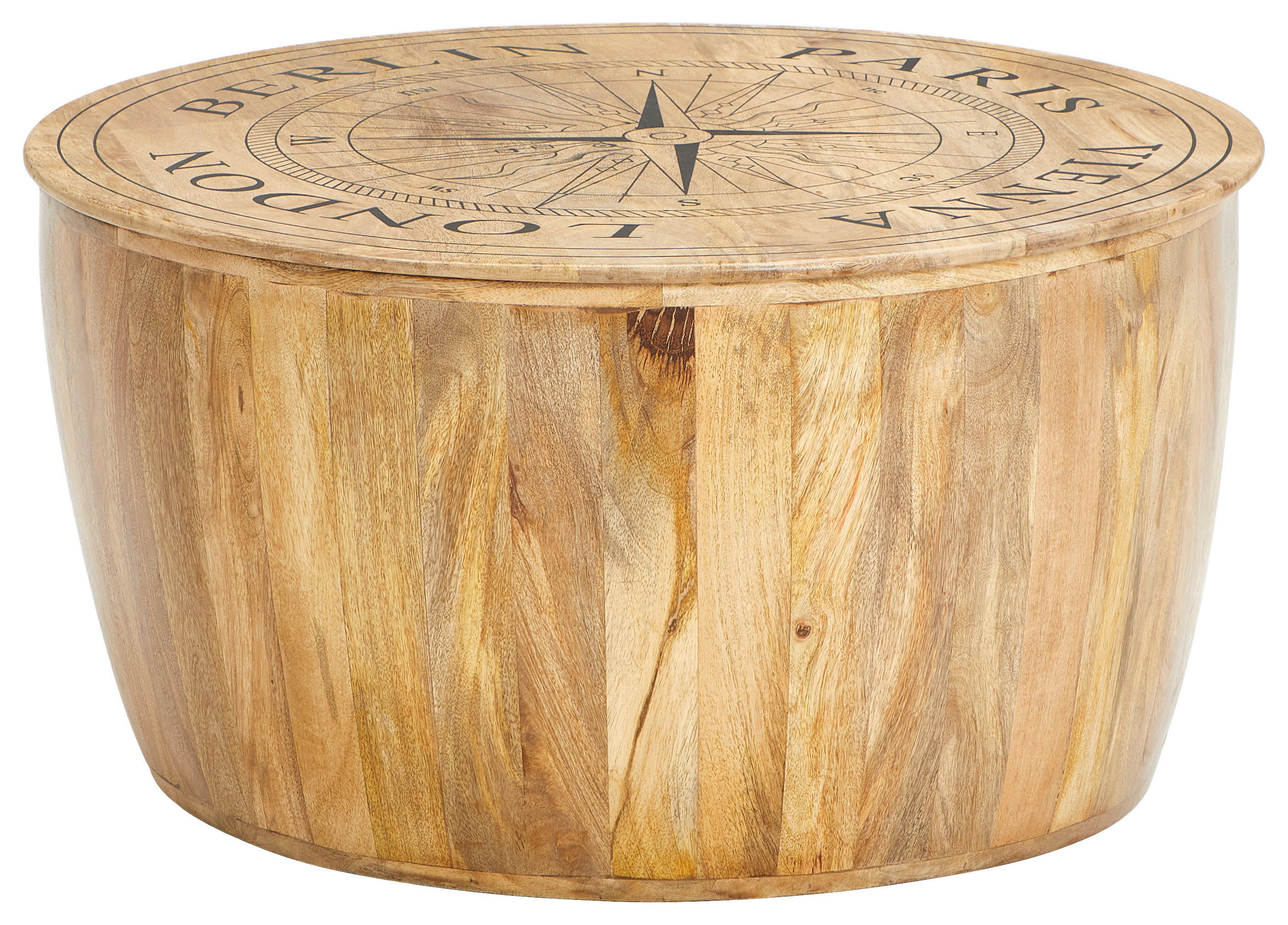 COUCHTISCH Mangoholz massiv 83/83/42 cm rund Naturfarben  - Naturfarben, Design, Holz (83/83/42cm) - Carryhome