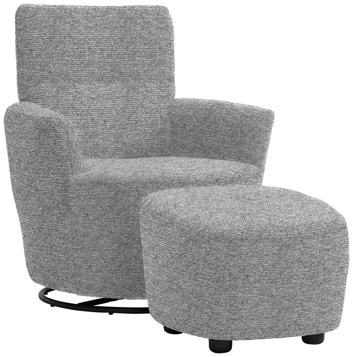 SESSEL in Chenille, Flachgewebe Hellgrau  - Hellgrau/Schwarz, Design, Textil/Metall (81/92/84cm) - Xora