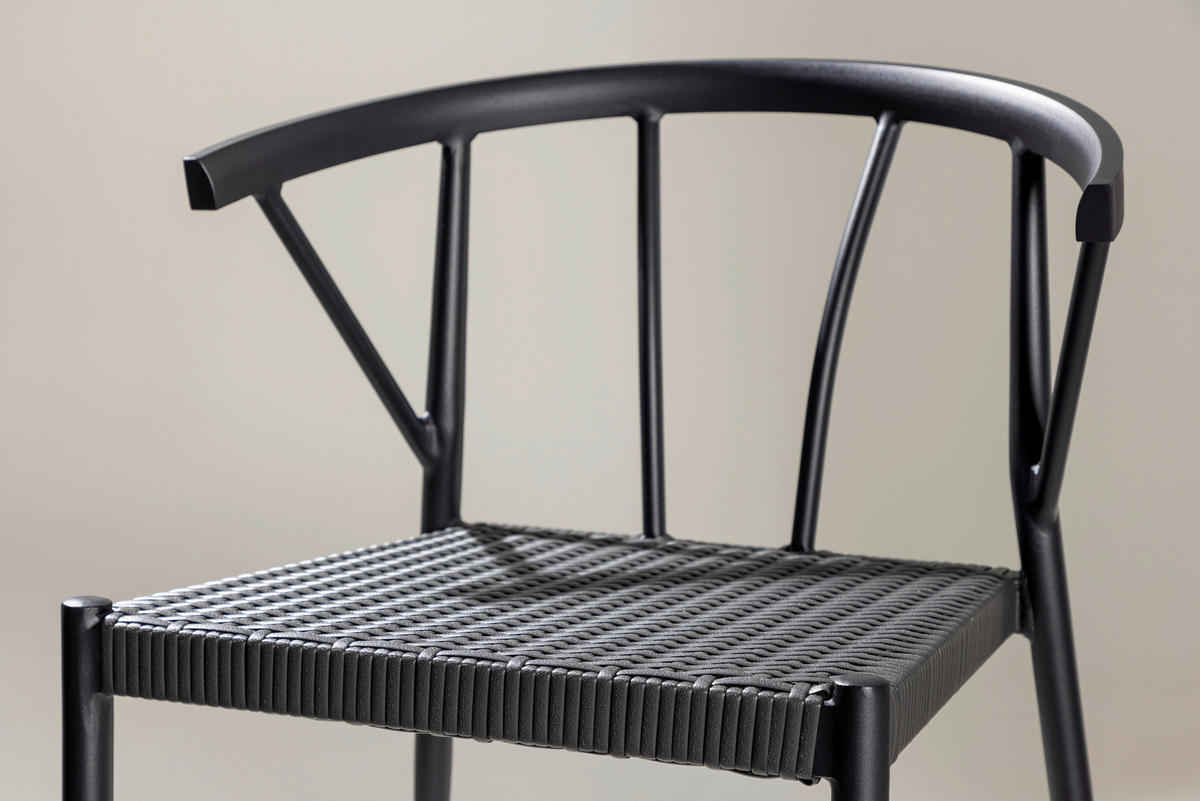 GARTENSTUHL-SET Aluminium Schwarz  - Schwarz, KONVENTIONELL, Kunststoff/Metall (47/79,5/49cm) - Gardenson
