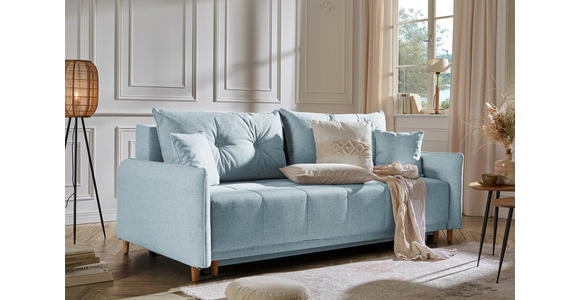 SCHLAFSOFA in Webstoff Hellblau  - Eichefarben/Hellblau, Design, Holz/Textil (227/98/113cm) - Carryhome