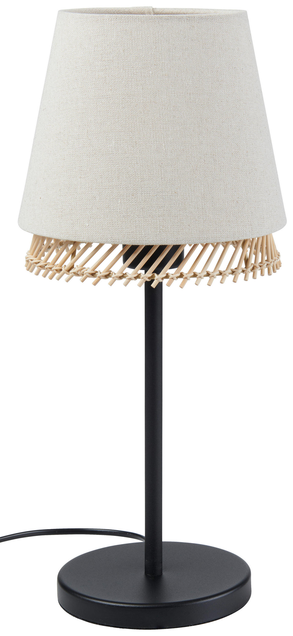 TISCHLEUCHTE 19/42,5 cm   - Schwarz/Braun, Natur, Holz/Textil (19/42,5cm)