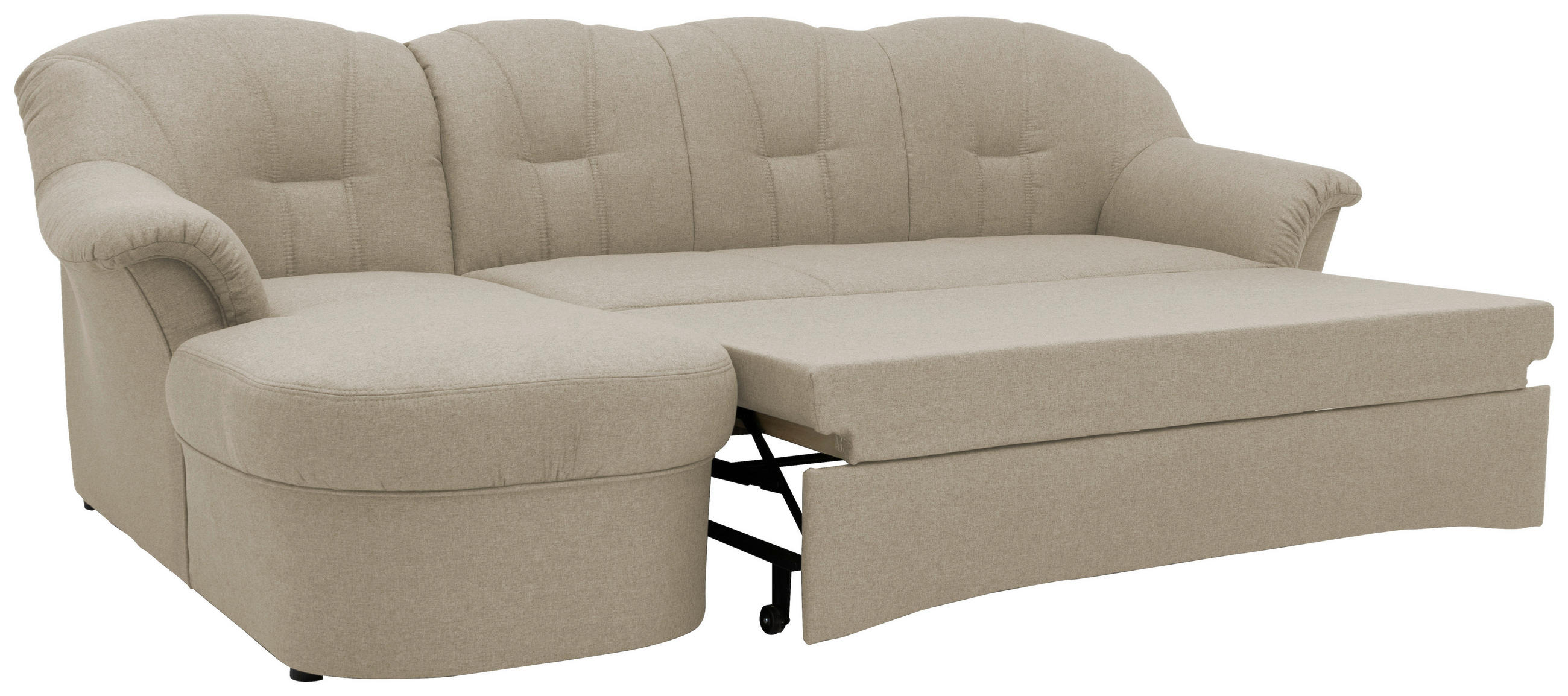 ECKSCHLAFSOFA in Webstoff Schlammfarben  - Schlammfarben/Schwarz, KONVENTIONELL, Kunststoff/Textil (142/233cm) - MID.YOU