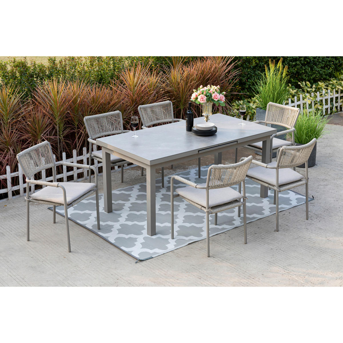 GARTENTISCH 167/90/77 cm Metall, Stein rechteckig  - Naturfarben, MODERN, Stein/Metall (167/90/77cm) - Gardenson