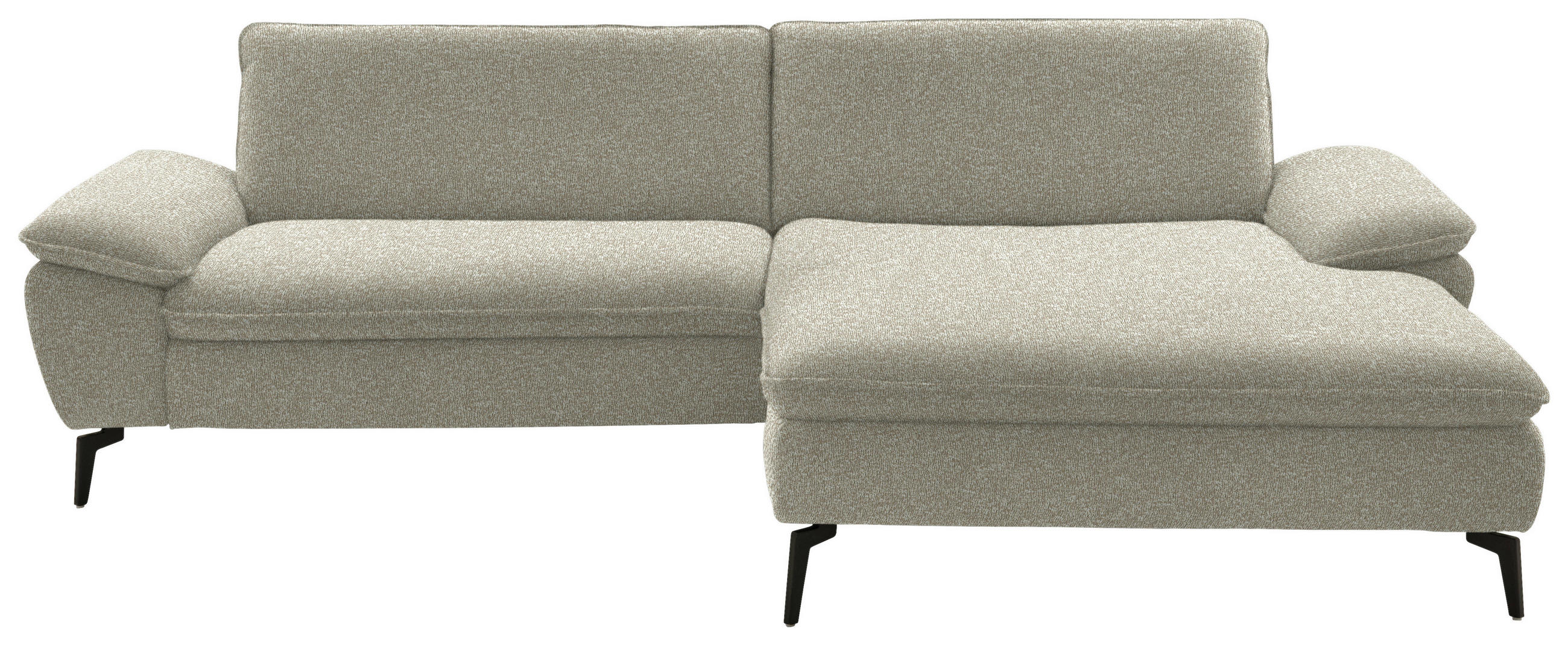 ECKSOFA in Webstoff Beige  - Beige/Schwarz, Design, Textil/Metall (295/197cm) - Valdera