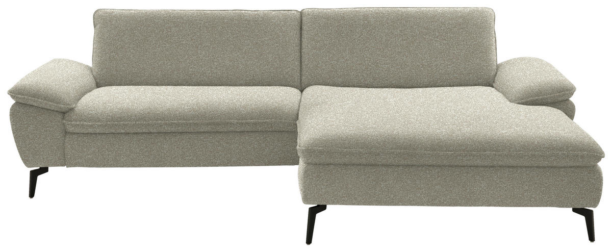 ECKSOFA in Webstoff Beige  - Beige/Schwarz, Design, Textil/Metall (295/197cm) - Valdera