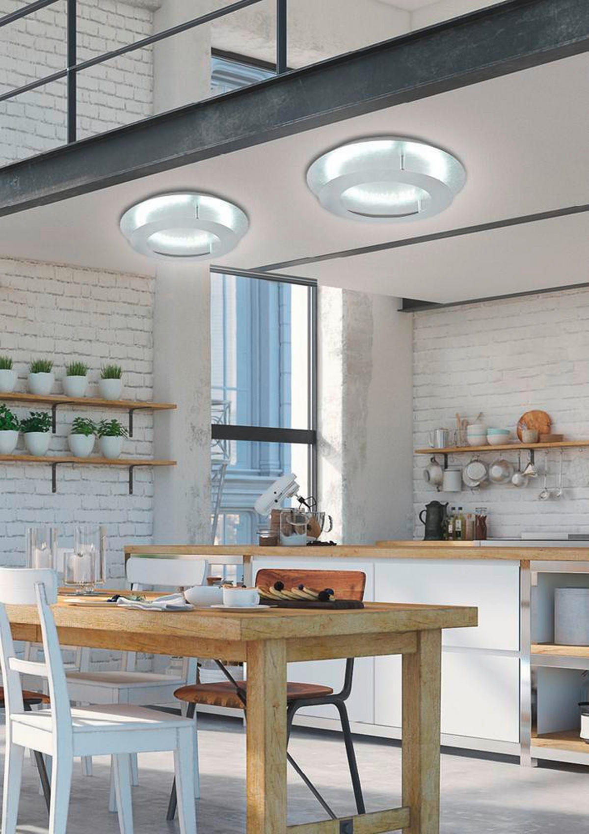 LED-DECKENLEUCHTE Merle  40/8 cm  - Silberfarben, Design, Metall (40/8cm)