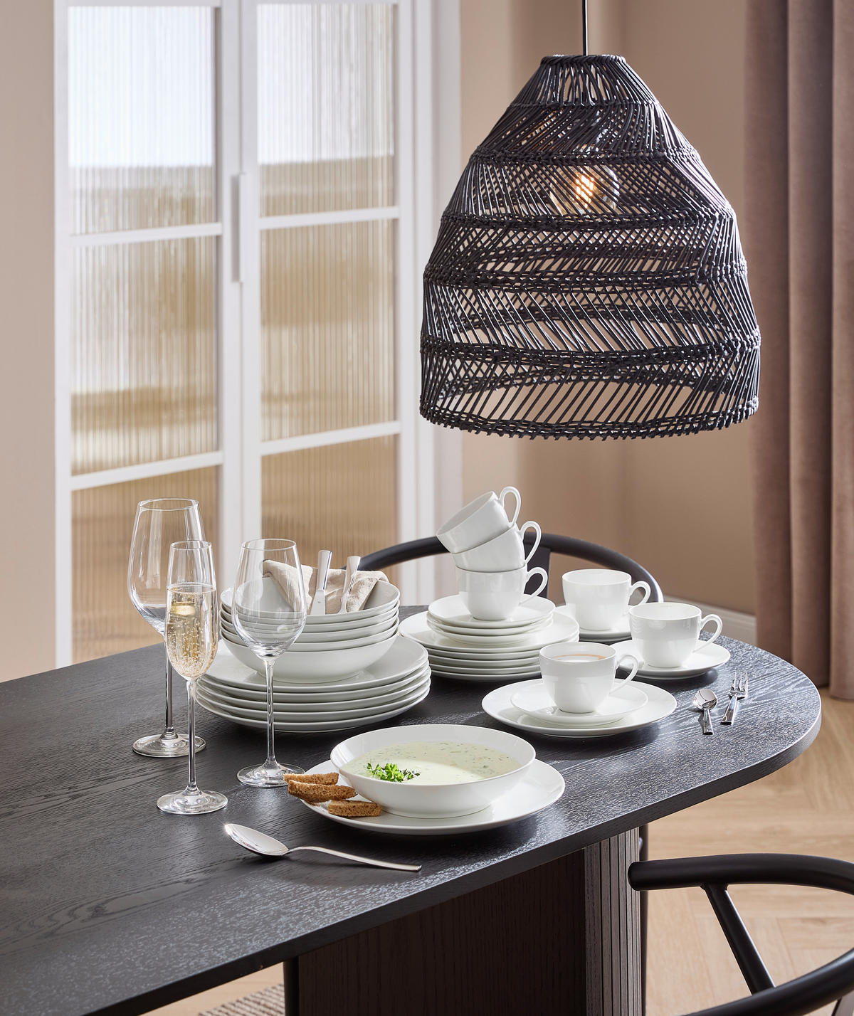 KOMBISERVICE Perlmutt Savona uni 30-teilig 6 Personen  - Perlmutt, KONVENTIONELL, Keramik (36,5/31,2/36,9cm) - Seltmann Weiden