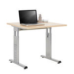 SCHREIBTISCH 80/80/65-85 cm Silberfarben, Ahornfarben  - Silberfarben/Ahornfarben, KONVENTIONELL, Holzwerkstoff/Metall (80/80/65-85cm) - Venda