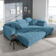 ECKSOFA in Mikrofaser Pastellblau  - Chromfarben/Pastellblau, Design, Textil/Metall (301/207cm) - Xora