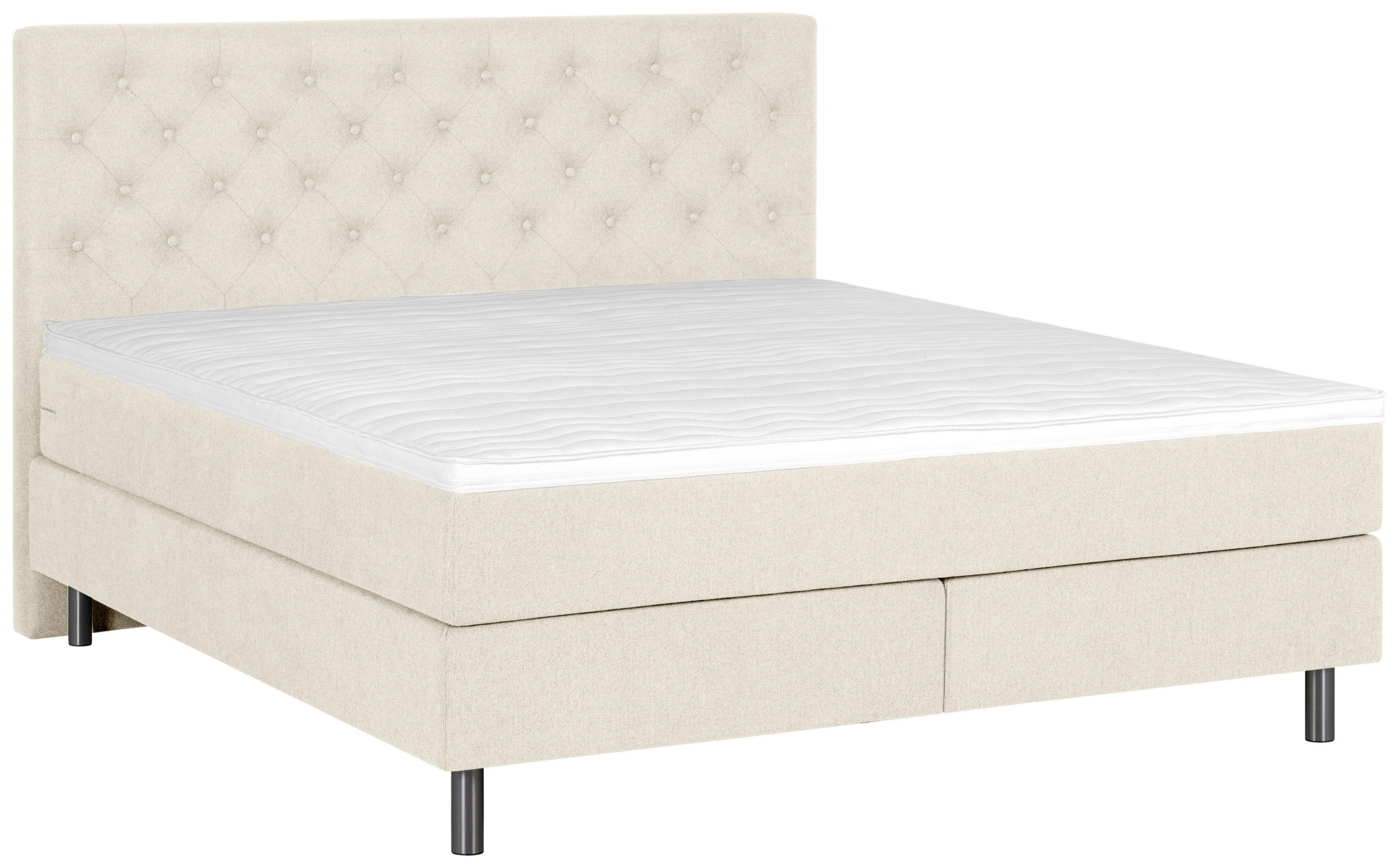 BOXSPRINGBETT 140/200 cm,  in Perlmutt, Matratze, Topper, H3 + H5 = fest + hart  - Silberfarben/Perlmutt, KONVENTIONELL, Textil/Metall (140/200cm) - Welnova