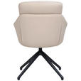 ARMLEHNSTUHL  Sitzfläche 360° drehbar, inklusive Armlehnen, automatische Rückholfunktion  Echtleder  - Beige, Design, Leder/Metall (62/85,5/65cm) - Dieter Knoll