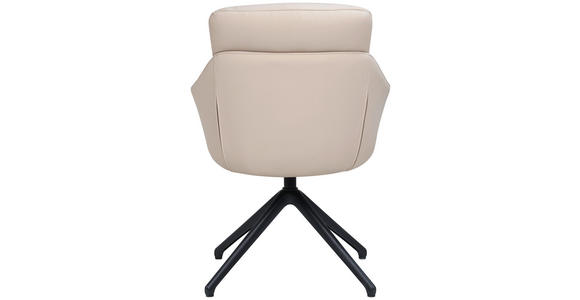 ARMLEHNSTUHL  Sitzfläche 360° drehbar, inklusive Armlehnen, automatische Rückholfunktion  Echtleder  - Beige, Design, Leder/Metall (62/85,5/65cm) - Dieter Knoll