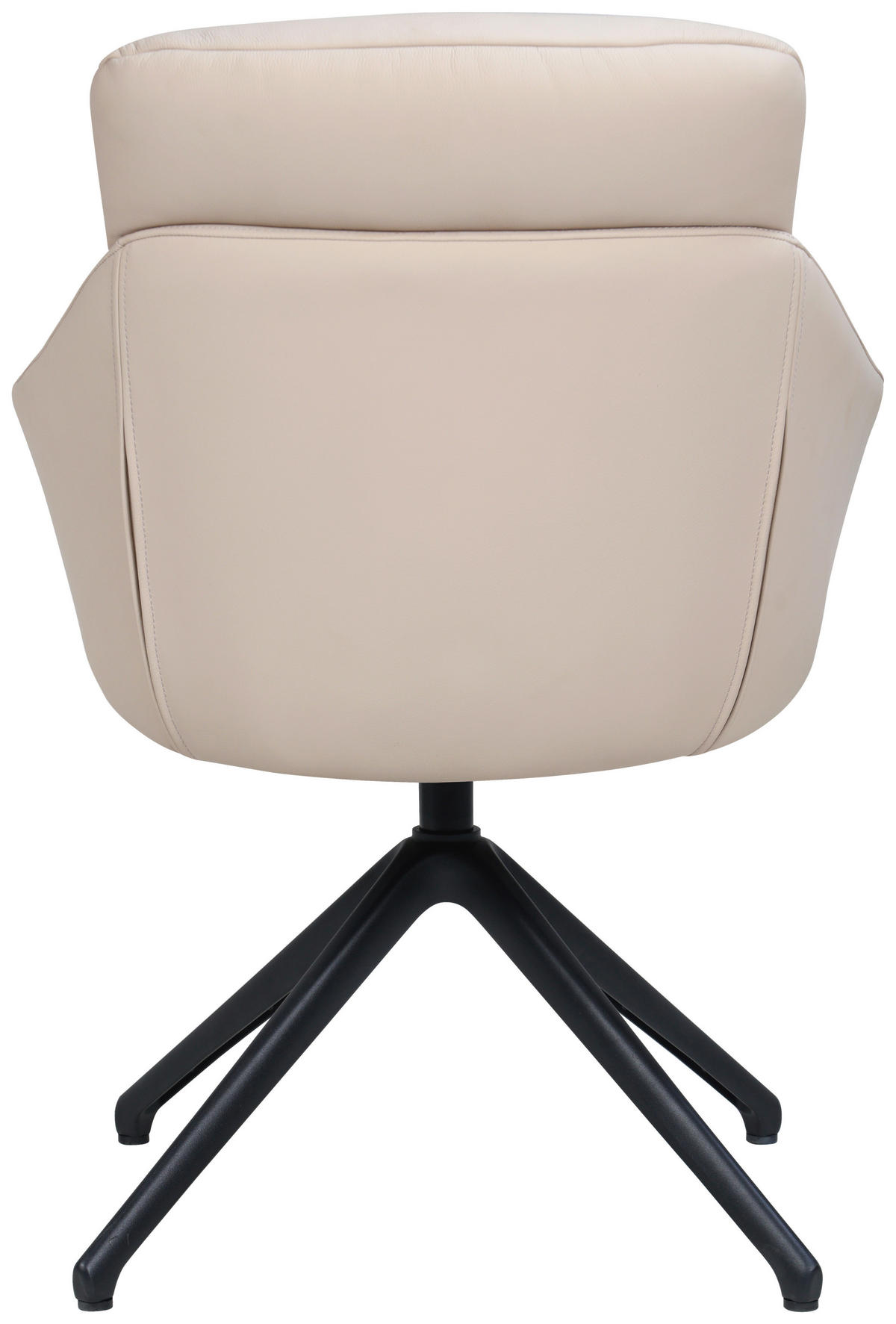 ARMLEHNSTUHL  Sitzfläche 360° drehbar, inklusive Armlehnen, automatische Rückholfunktion  Echtleder  - Beige, Design, Leder/Metall (62/85,5/65cm) - Dieter Knoll