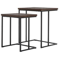 BEISTELLTISCHSET Recyclingholz vollmassiv rechteckig Schwarz, Dunkelgrau  - Dunkelgrau/Schwarz, Design, Holz/Metall (50-55/34-40/52-60cm) - Carryhome