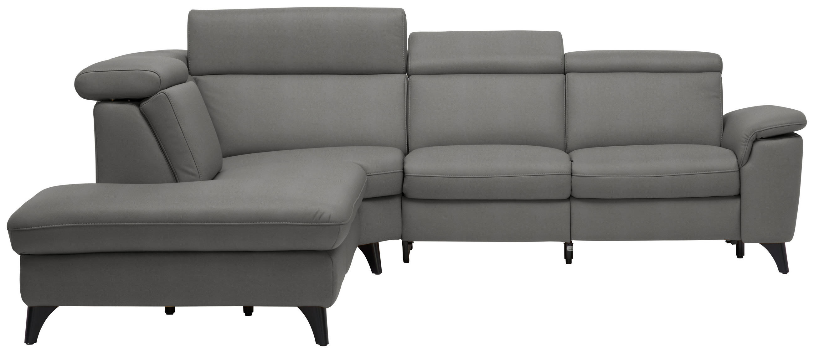 ECKSOFA in Echtleder Dunkelgrau  239/285 cm  - Dunkelgrau/Schwarz, Design, Leder/Metall (239/285cm) - Cantus