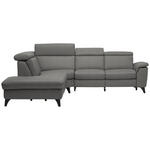 ECKSOFA in Echtleder Dunkelgrau  239/285 cm  - Dunkelgrau/Schwarz, Design, Leder/Metall (239/285cm) - Cantus
