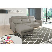 ECKSOFA Lederlook Echtleder Schlammfarben  - Chromfarben/Schlammfarben, Design, Leder/Textil (236/168cm) - Livetastic