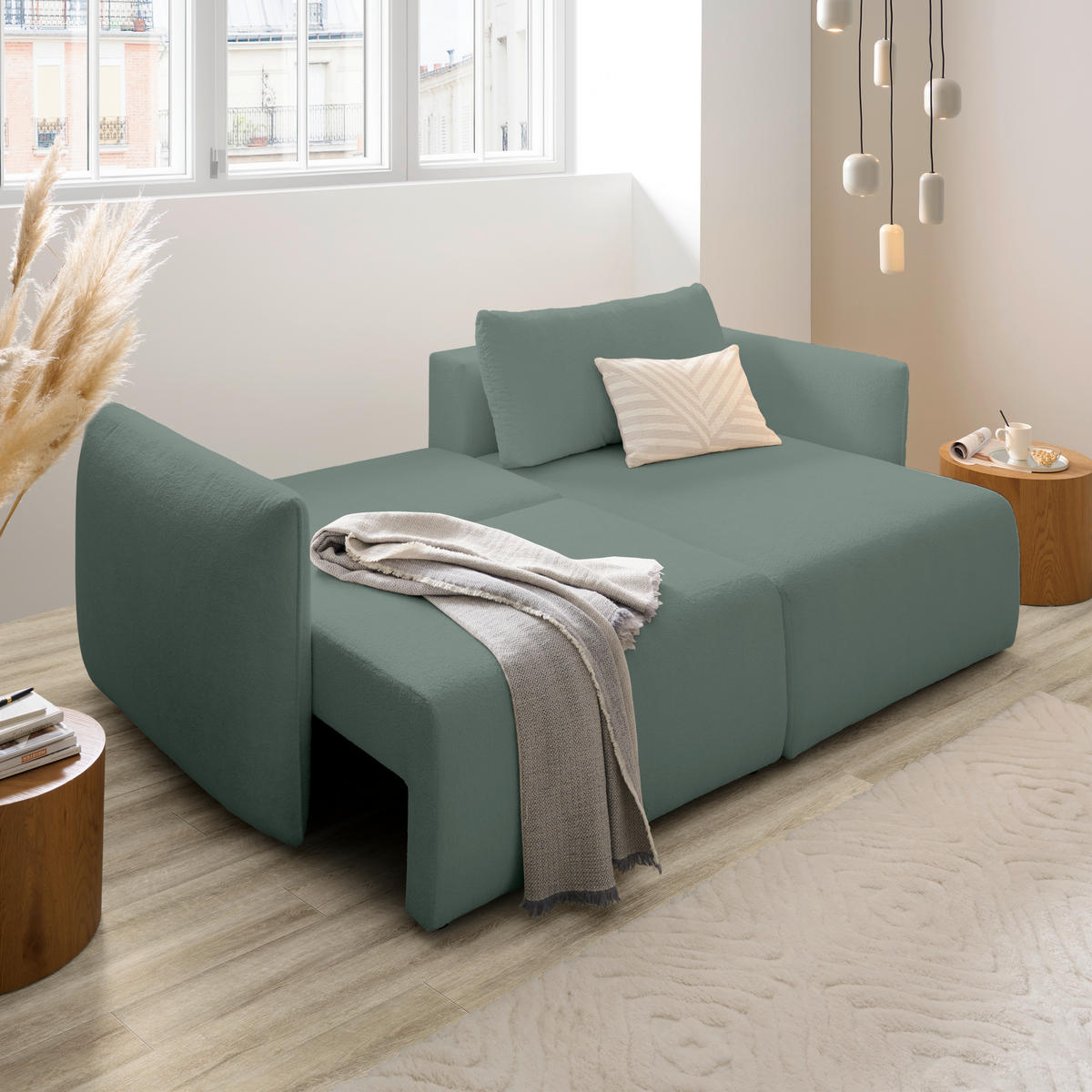 ECKSOFA Mintgrün Jersey  - Schwarz/Mintgrün, KONVENTIONELL, Kunststoff/Textil (238/148cm) - Carryhome